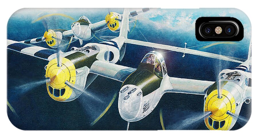 World War Ii iPhone X Case featuring the painting P-38 Lightnings by Douglas Castleman