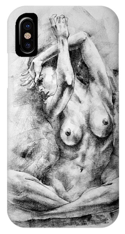 Erotic iPhone X Case featuring the drawing Page 22 by Dimitar Hristov