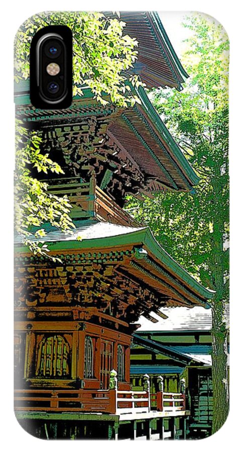 Pagoda iPhone X Case featuring the digital art Pagoda side view by Tim Ernst