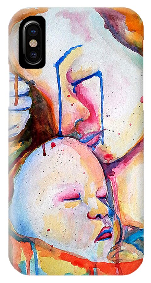 Mother iPhone X Case featuring the painting Painful Joy by Janet Garcia