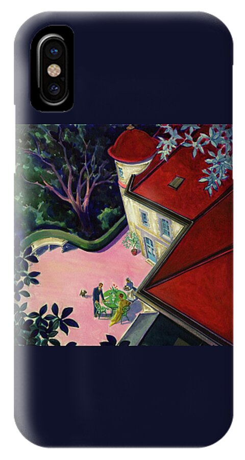 Painting Of A House With A Patio iPhone X Case