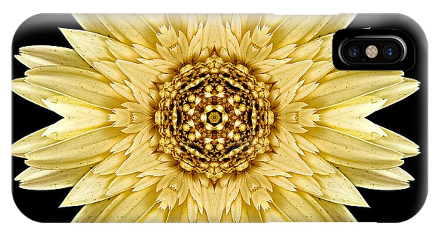 Flower iPhone X Case featuring the photograph Pale Yellow Gerbera Daisy I Flower Mandala by David J Bookbinder