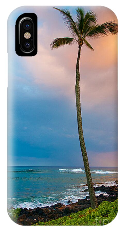 Hawaii iPhone X Case featuring the photograph Palm tree at sunset. by Don Landwehrle