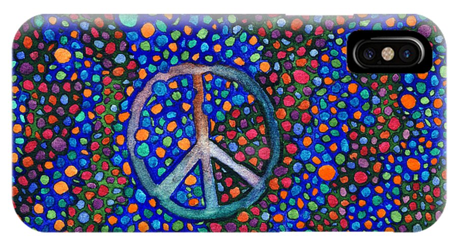 Abstract. Colorful iPhone X Case featuring the painting Peace Sign by Janice Dunbar