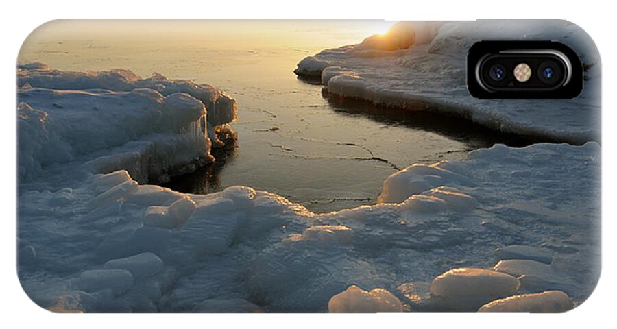 Peace And Quiet Lake Superior Ice  Sunrise iPhone X Case featuring the photograph Peaceful Moment on Lake Superior by Sandra Updyke