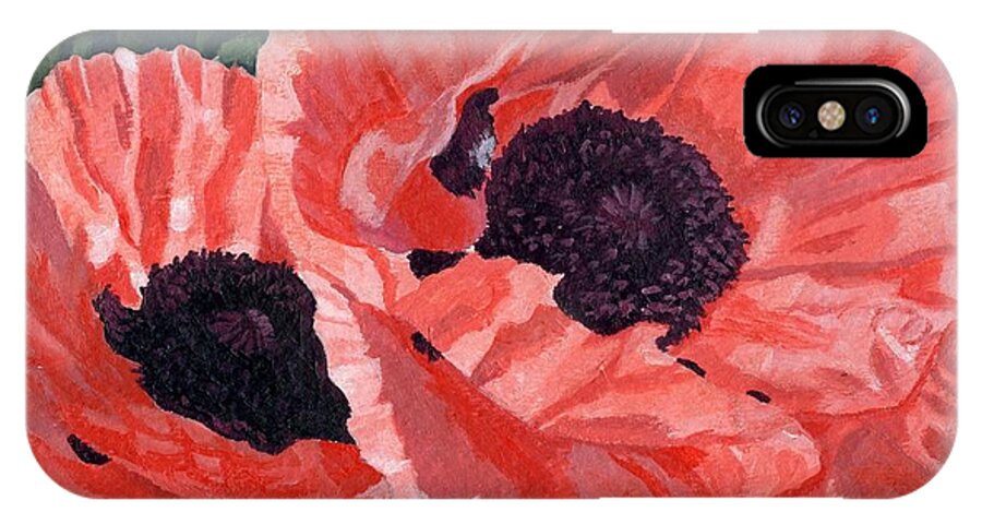 Poppies iPhone X Case featuring the painting Peachy Poppies by Lynne Reichhart
