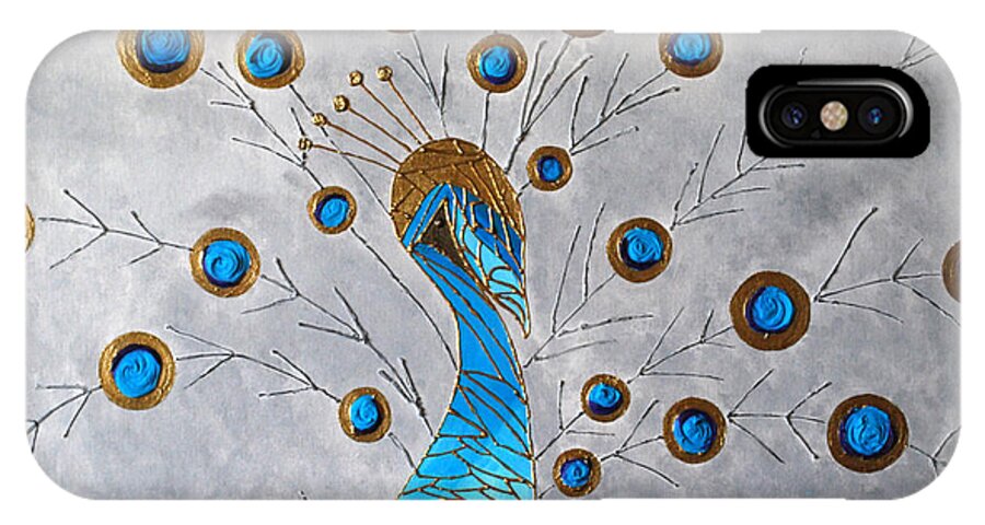 Peacock iPhone X Case featuring the painting Peacock and its beauty by Sonali Kukreja