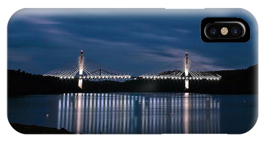 Penobscot Narrows Bridge And Observatory iPhone X Case featuring the photograph Penobscot Narrows Bridge and Observatory at Night by Barbara West