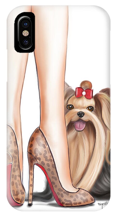 Yorkie iPhone X Case featuring the mixed media Perfect Match by Catia Lee