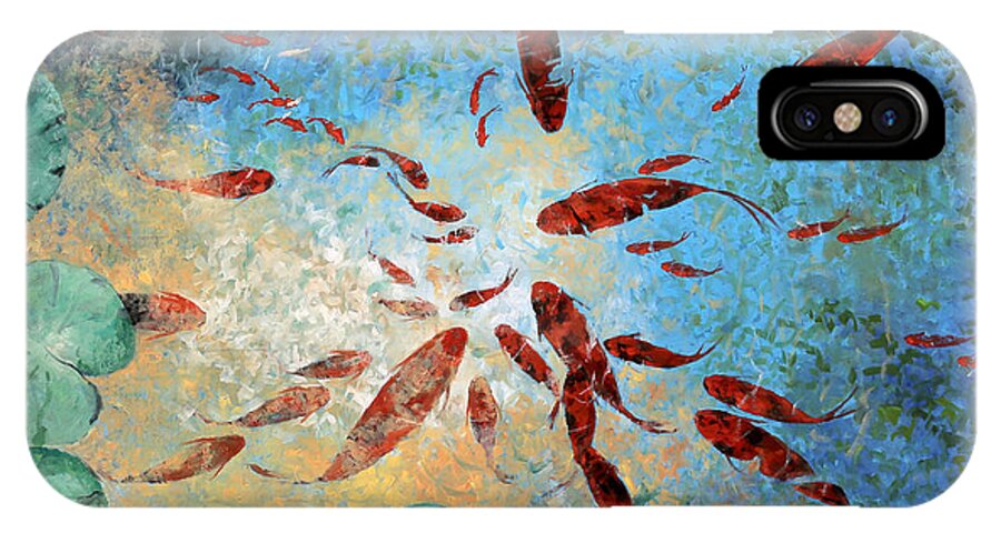 Koi iPhone X Case featuring the painting Koi Rotanti by Guido Borelli