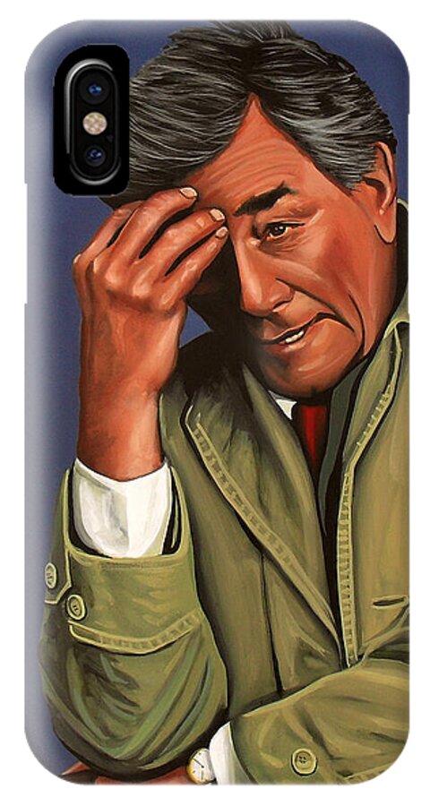 Peter Falk iPhone X Case featuring the painting Peter Falk as Columbo by Paul Meijering