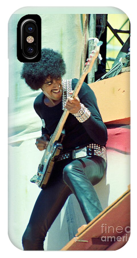 Phil Lynott iPhone X Case featuring the photograph Phil Lynott of Thin Lizzy - Black Rose Tour Day on the Green 7-4-79 by Daniel Larsen