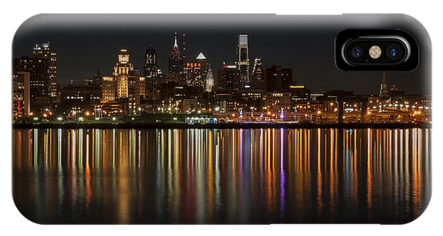 Philadelphia iPhone X Case featuring the photograph Philly night by Jennifer Ancker