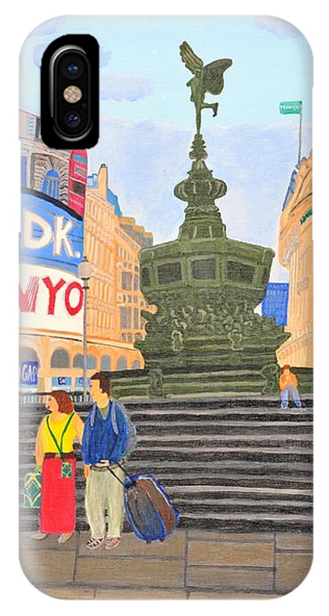 London iPhone X Case featuring the painting London- Piccadilly Circus by Magdalena Frohnsdorff