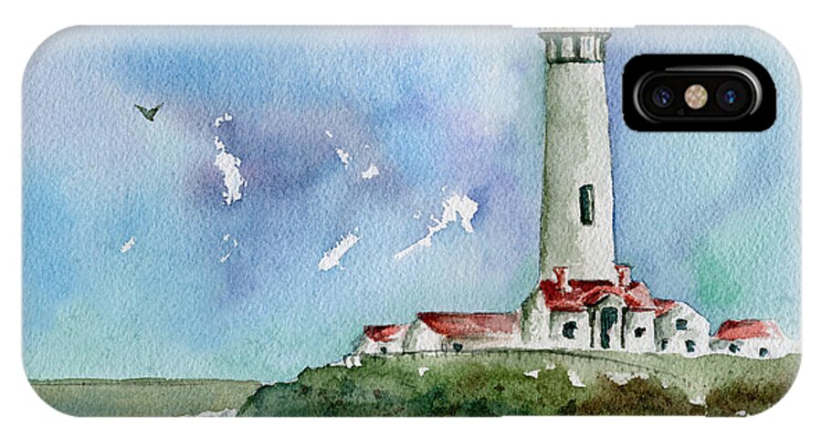 Lighthouse iPhone X Case featuring the painting Pigeon Point Lighthouse by Diane Thornton