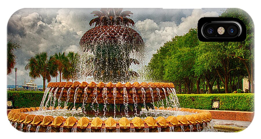 Charleston iPhone X Case featuring the photograph Pineapple Fountain Charleston by Bill Barber