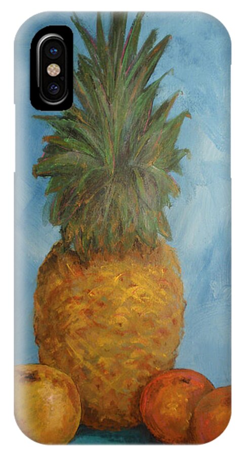 Acrylic iPhone X Case featuring the painting Pineapple Study No 2 by Karen Camden Welsh