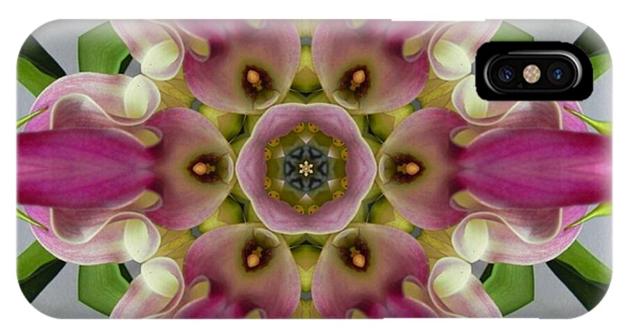 Mandalas iPhone X Case featuring the digital art Pink Calla Lily Flower Mandala by Diane Lynn Hix