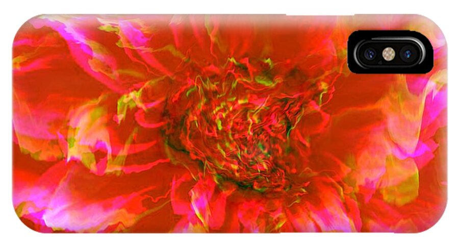 Fractal Art iPhone X Case featuring the digital art Pink Flower by Elizabeth McTaggart