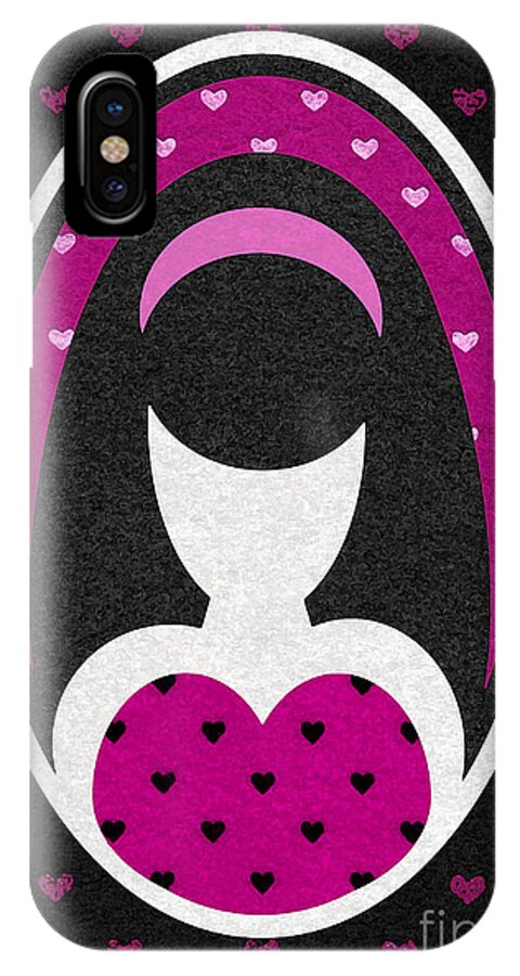Love Hearts iPhone X Case featuring the digital art Pink Love Heart Girl by Roseanne Jones