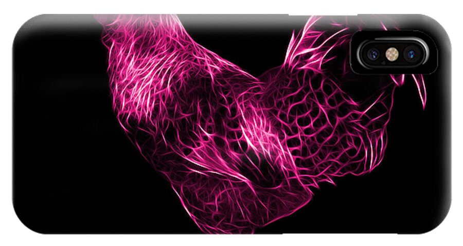 Rooster iPhone X Case featuring the digital art Pink Rooster 3186 F by James Ahn