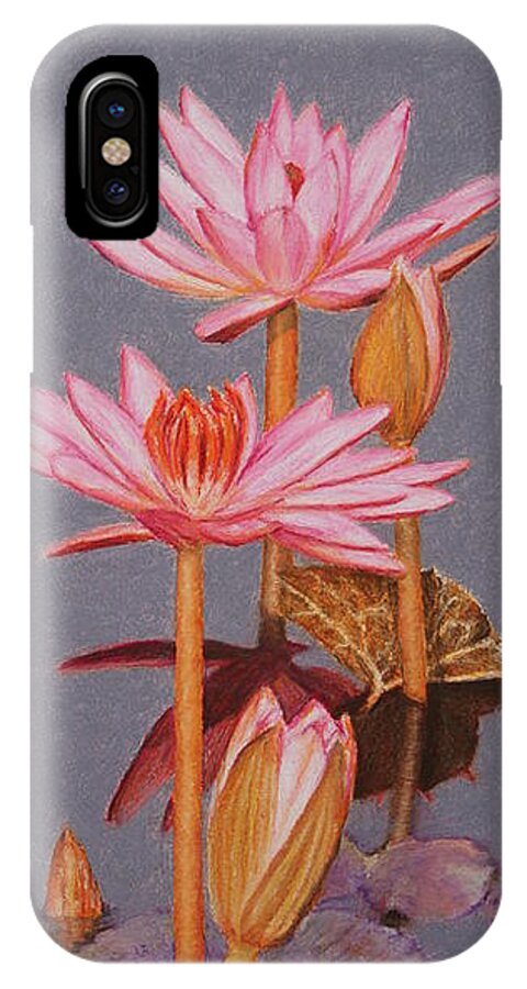Pink iPhone X Case featuring the painting Pink Water Lilies by Marna Edwards Flavell