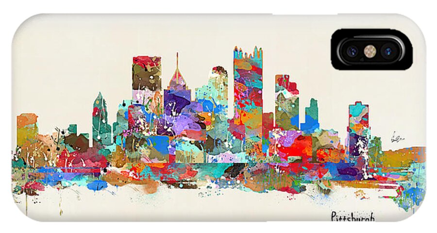 Pittsburgh Pennsylvania iPhone X Case featuring the painting Pittsburgh Skyline Pennsylvania by Bri Buckley
