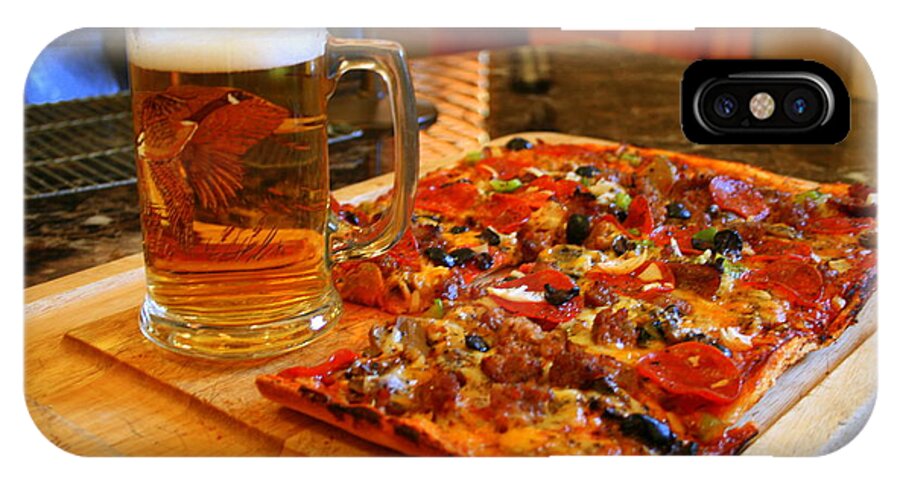 Food iPhone X Case featuring the photograph Pizza And Beer by Kay Novy