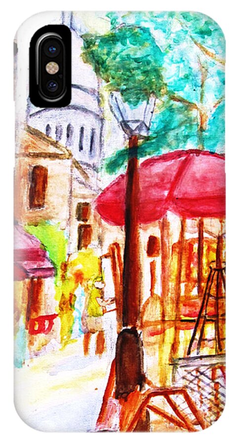 Place Du Tertre iPhone X Case featuring the painting Place Du Tertre of Paris by Stanley Morganstein