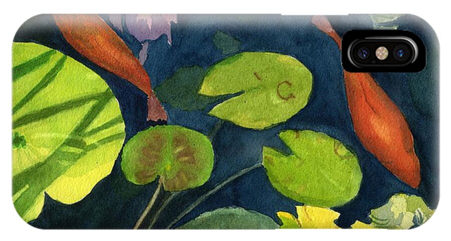 Pond iPhone X Case featuring the painting Playing Koi by Lynne Reichhart