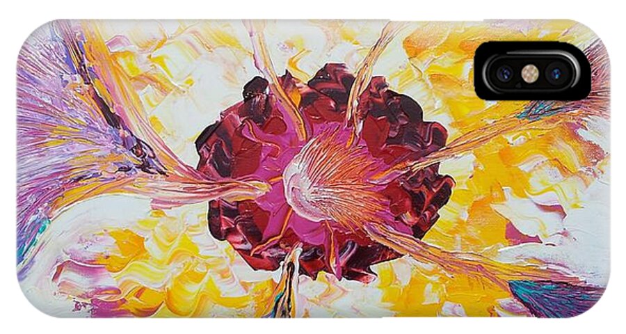 Flower iPhone X Case featuring the painting Plucking a Seven-Petal Flower by Corey Habbas