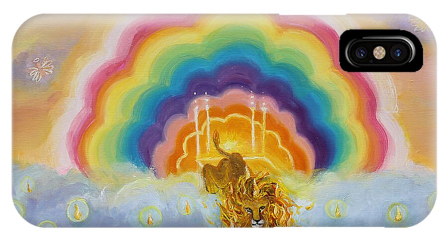 Lion Of Judah iPhone X Case featuring the painting PMS 43 Lion of Judah on Earth by Anne Cameron Cutri