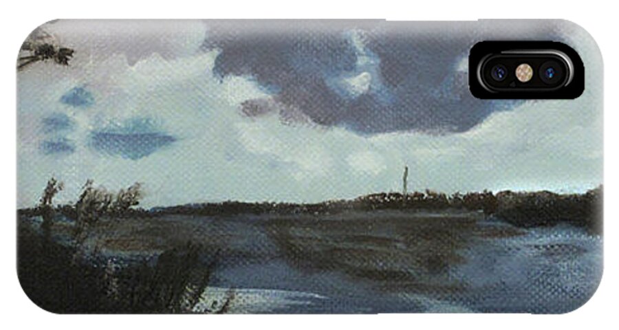 Blue Skies iPhone X Case featuring the painting Pointe aux Chein Blue Skies by Carol Oufnac Mahan