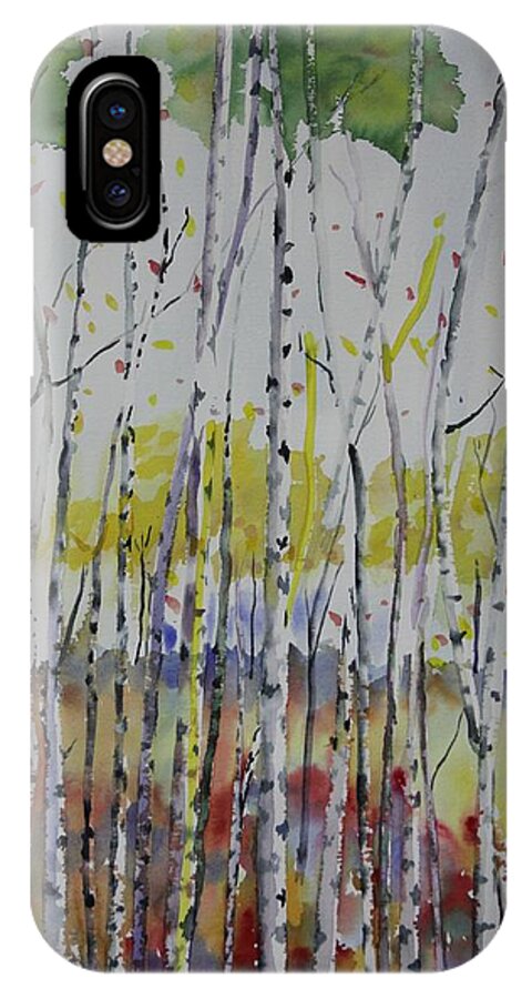 Poplar iPhone X Case featuring the painting Poplars in Fall by Lee Stockwell
