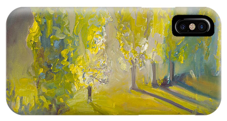 Impressionist iPhone X Case featuring the painting Poplars in the Morning by Lynn Hansen