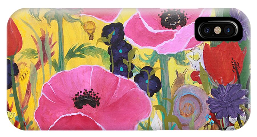 Poppies iPhone X Case featuring the painting Poppies and Time Traveler by Robin Pedrero
