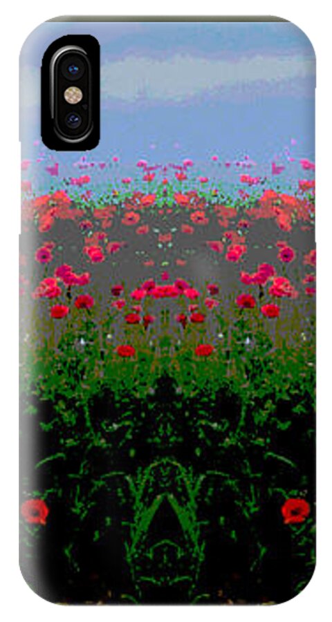 Pop iPhone X Case featuring the digital art Poppies field by Jean luc Comperat
