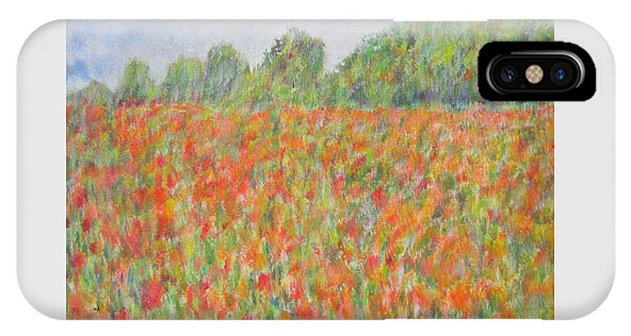 Impressionism iPhone X Case featuring the painting Poppies in a Field in Afghanistan by Glenda Crigger