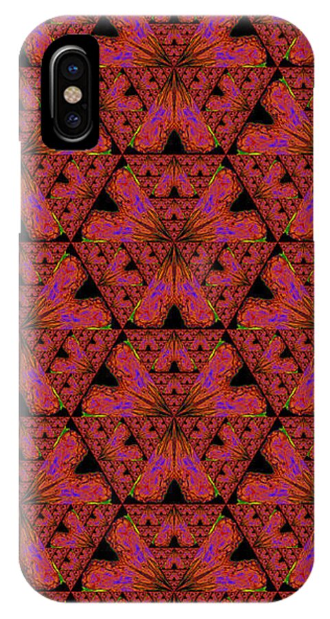 Fractal iPhone X Case featuring the digital art Poppy Sierpinski Triangle Fractal by Judi Suni Hall