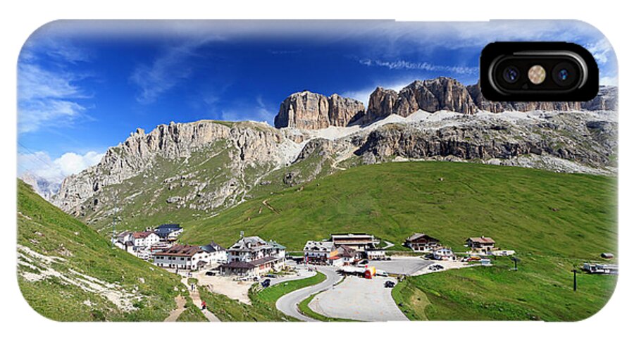 Alpine iPhone X Case featuring the photograph Pordoi pass and mountain by Antonio Scarpi