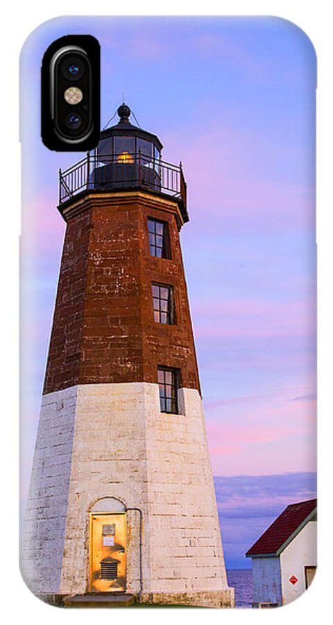 Lighthouse iPhone X Case featuring the photograph Port Judith At Sunset by Karol Livote
