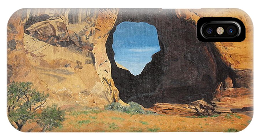 Navajo iPhone X Case featuring the painting Portal at Window Rock by Barbara Barber