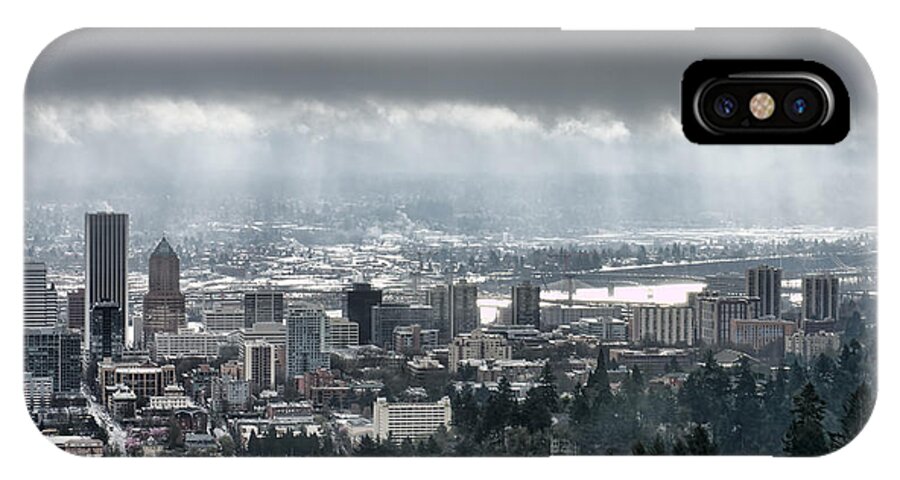 Portland iPhone X Case featuring the photograph Portland Oregon After a Morning Rain by Don Schwartz