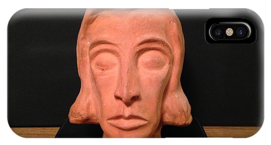 India iPhone X Case featuring the sculpture Portrait by Erika Jean Chamberlin