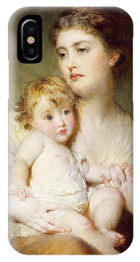 Affection iPhone X Case featuring the painting Portrait of the Duchess of St Albans with her Son by George Elgar Hicks
