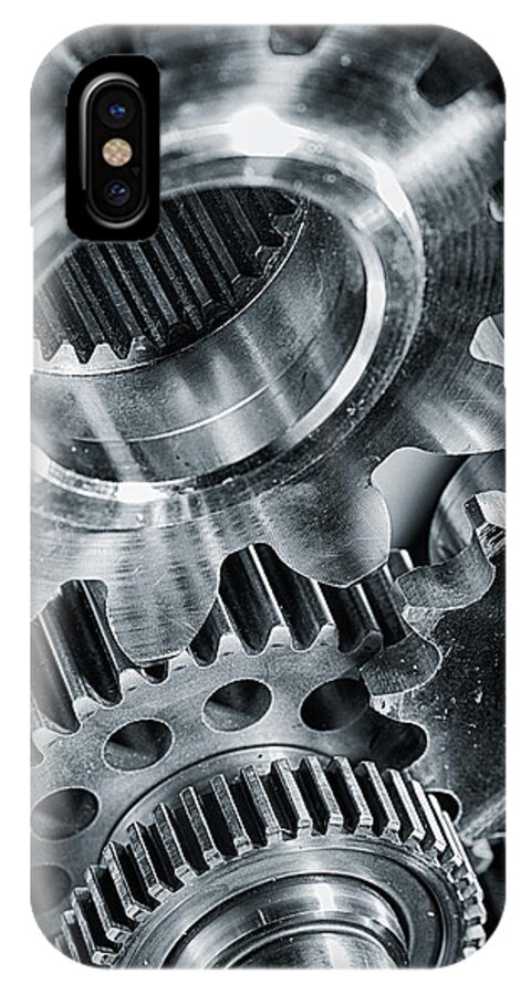 Gears iPhone X Case featuring the photograph Power Gears And Cogwheels Enginnering And Technology by Christian Lagereek