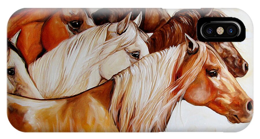 Horse iPhone X Case featuring the painting POWER of SIX by Marcia Baldwin