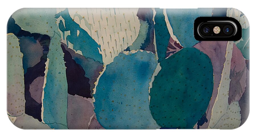 Cactus iPhone X Case featuring the painting Prickly Pear by Terry Holliday
