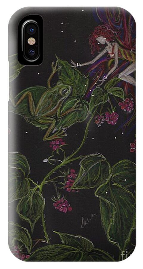 Fairy iPhone X Case featuring the drawing Prince of the Berry Bushes by Dawn Fairies