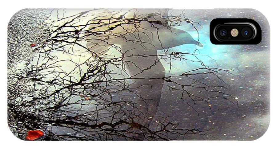 Reflection Of Seagull In Puddle iPhone X Case featuring the digital art Puddle Art by Dale  Ford